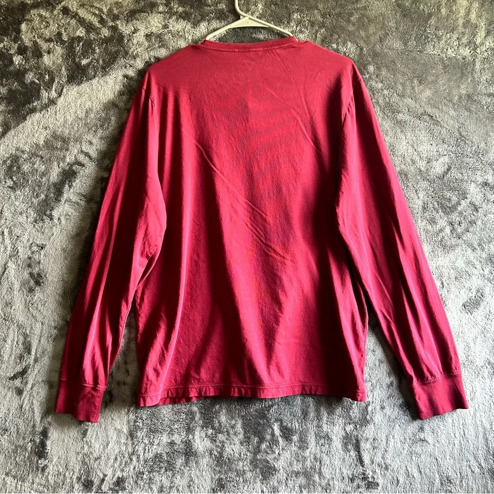 J Crew Broken -‎ In Henley Shirt Mens Large Red Long Sleeve Casual Layering